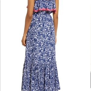 Aida Ruffle Maxi Dress, Oyster Bay Blue